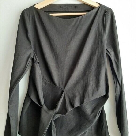 ZARA Boat Neck Tie Waist Modern Neutral Blouse Sz M - Picture 10 of 15